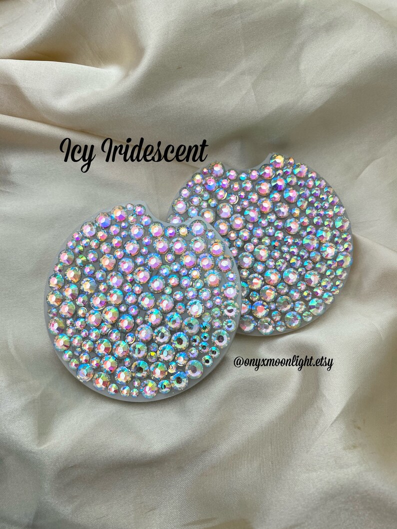 Car Coaster Set w Bling Rhinestones YOU Pick Size for Perfect Fit SHIPS FREE over 35 image 2