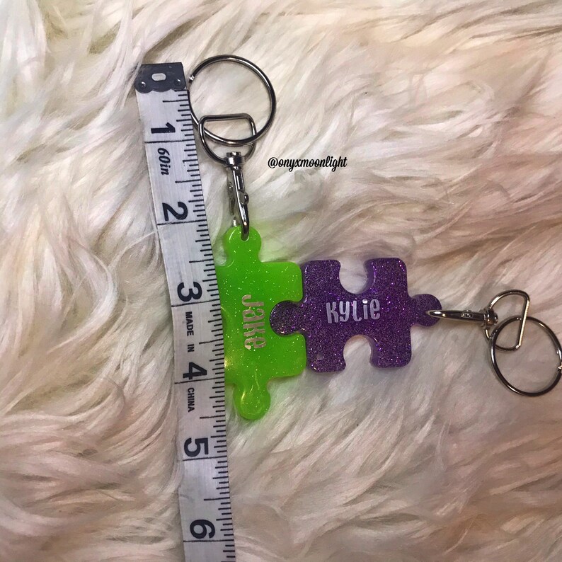 Autism Awareness Puzzle Glitter Colorful Keychain Optional Etsy
