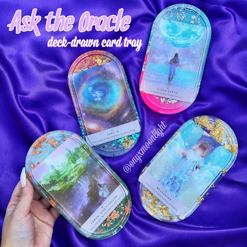 Tarot Oracle Rolling Tray | Single Card Reading w/ Card Preserved in Tray 