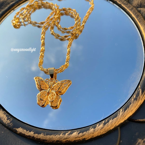 LAST TWO! 18k Gold Filled Butterfly Pendant Necklace