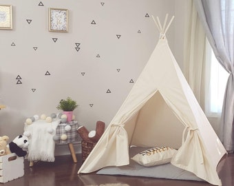 Plain Ivory Canvas Teepee, Kids teepee tent Enfant tipi Playhouse Play tent Children's teepee Kids tipi Teepee boy Photo prop tent Fort