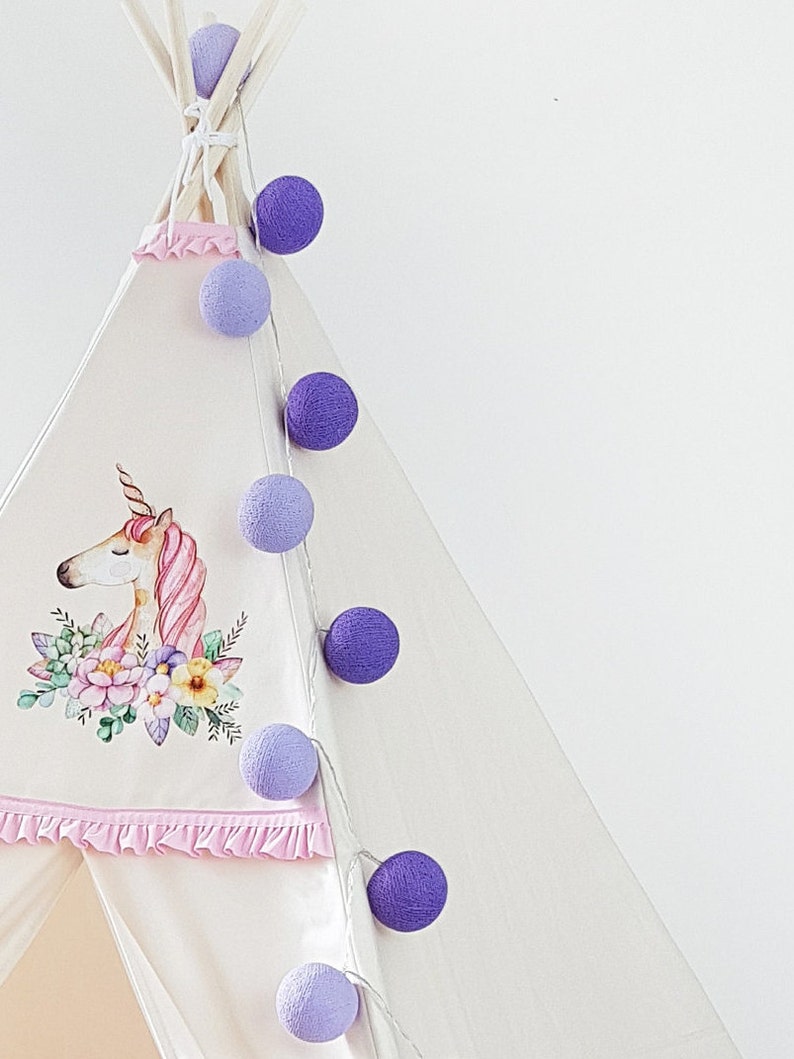 Purple Lavender Cotton Ball String Lights Fairy Lights Etsy