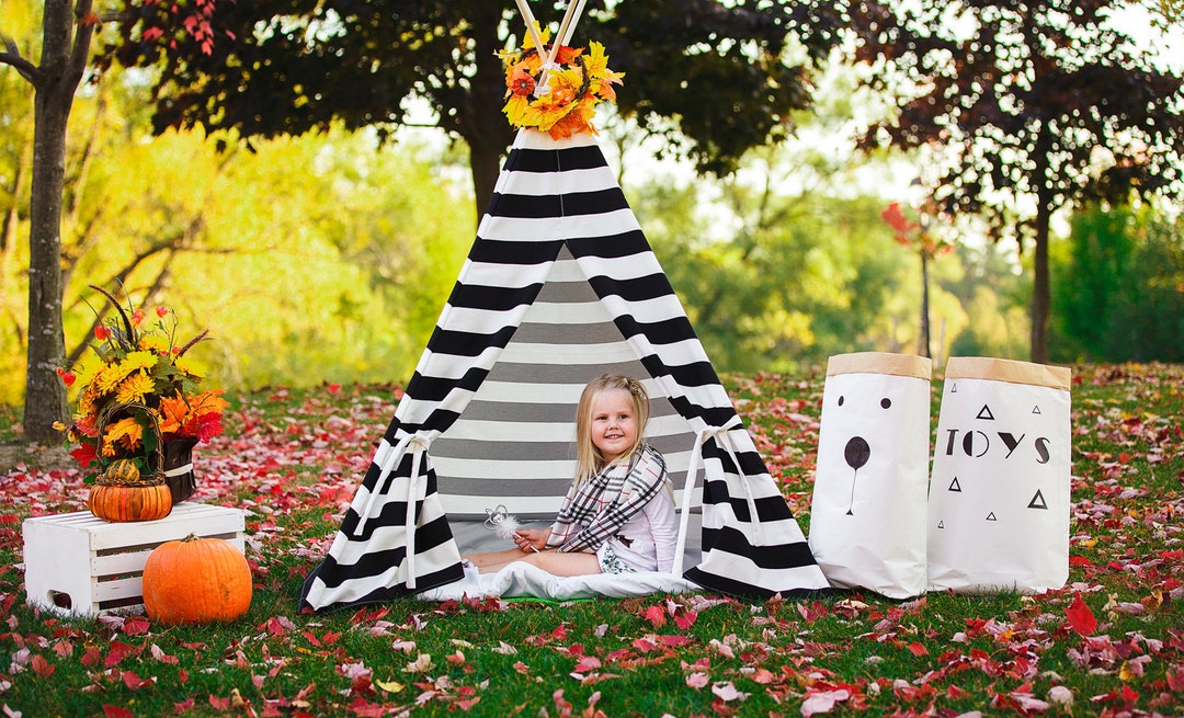 Black and white striped teepee 2025