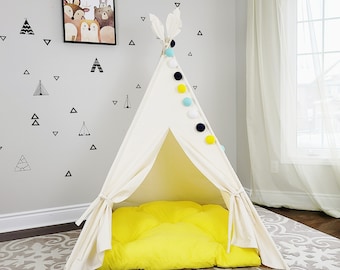 Uni Farbe Canvas Tipi aussen Stange Ärmel Kinder Tipi Zelt Enfant Tipi Spielhaus Spiel Kinder-Tipi Tipi Junge Foto Requisite Zelt Fort