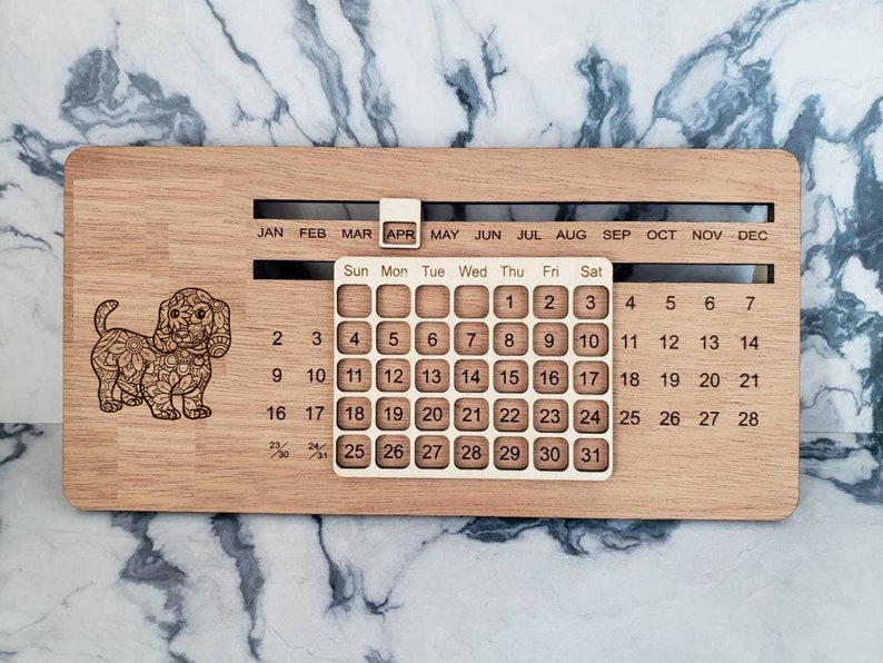 Perpetual wooden desk calendar Animals Pic 7
