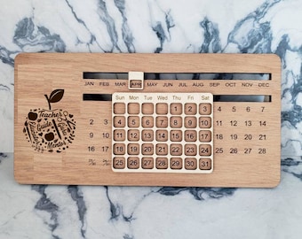 Perpetual wooden desk calendar - Teachers