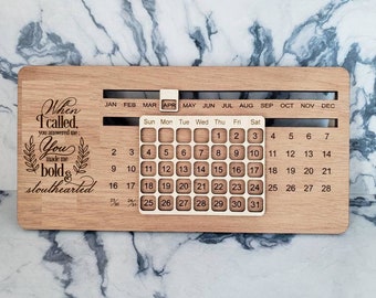 Perpetual wooden desk calendar - Religious