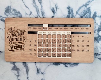 Perpetual wooden desk calendar - Inspirational quotes