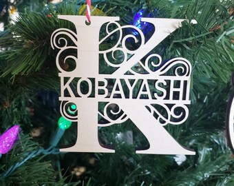 Personalized monogram and name Christmas ornaments