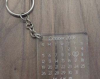 Personalized Anniversary date Calendar keychain