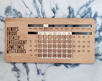 Perpetual wooden desk calendar - Autism and Cancer
