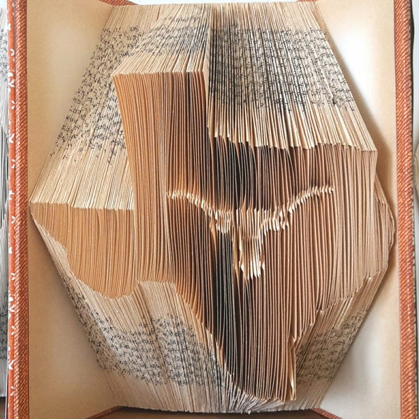 Folded Book Art: Texas State - Longhorn