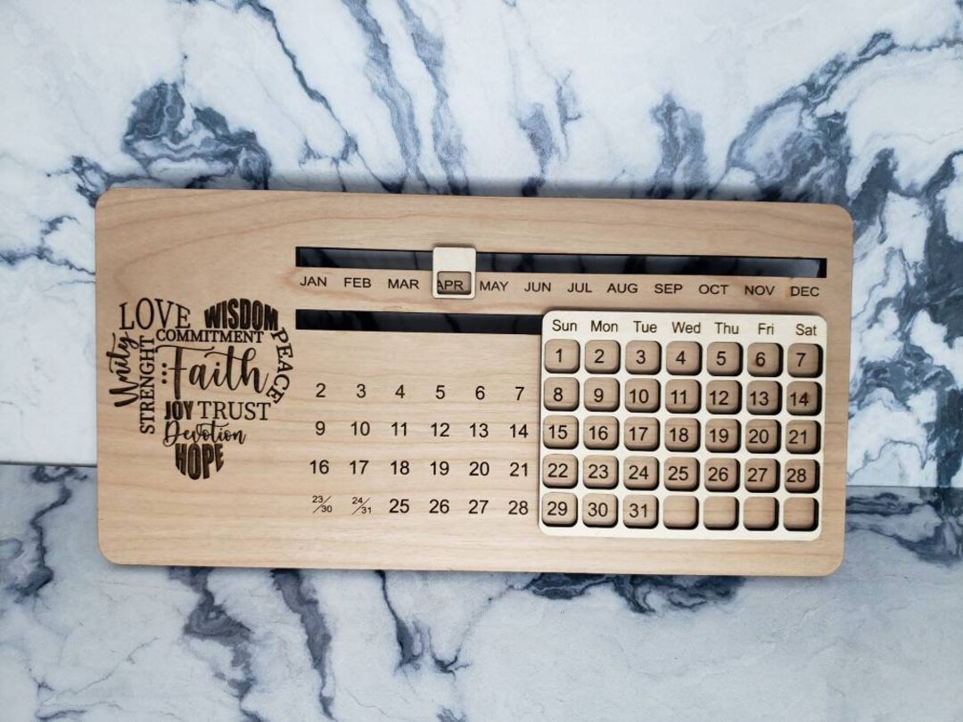 Perpetual Wooden Desk Calendar Faith Etsy