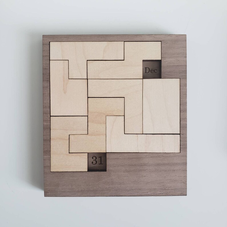 A Puzzle A Day Wooden Calendar Mini Etsy