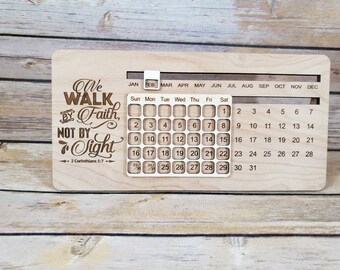 Perpetual wooden desk calendar - Inspirational quotes
