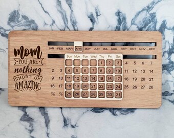 Perpetual wooden desk calendar - Mom