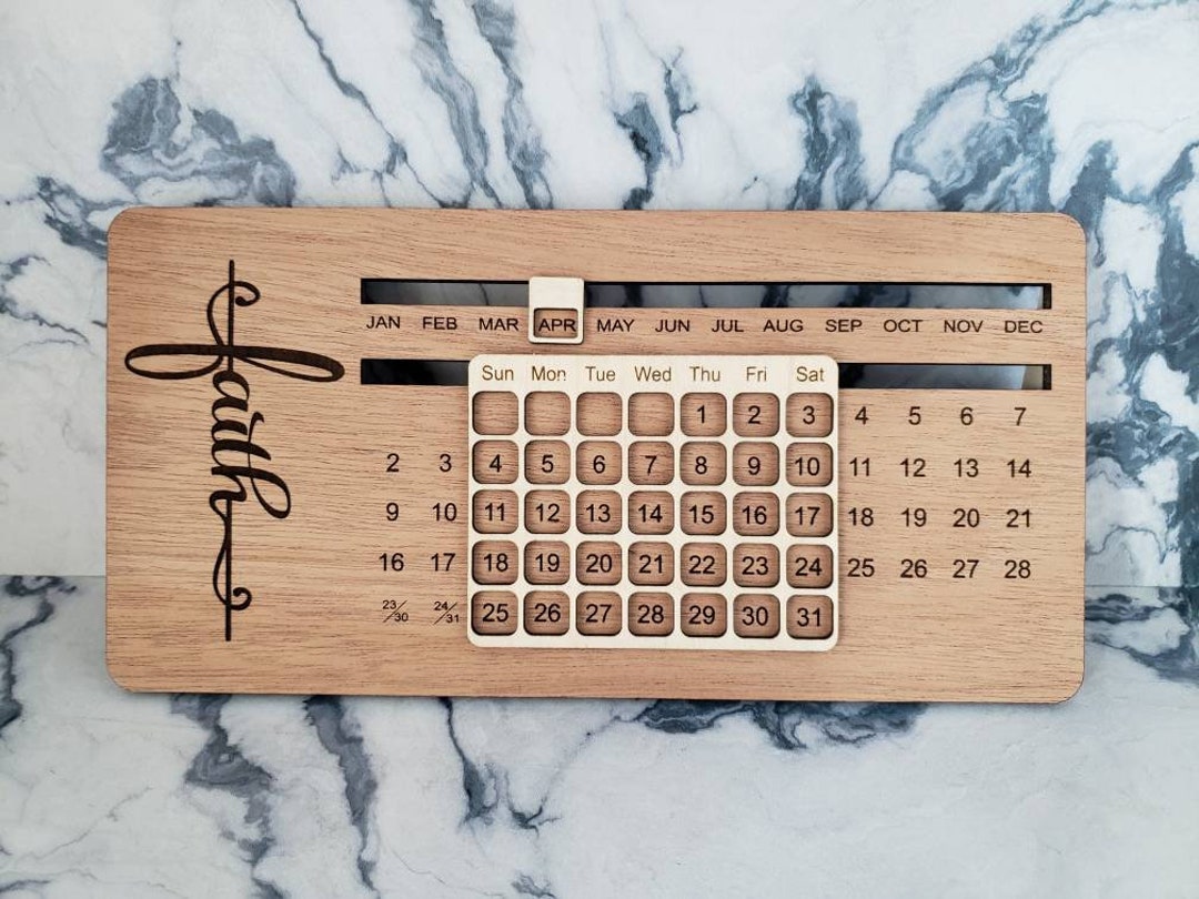 Perpetual Wooden Desk Calendar Motivational Quotes Etsy