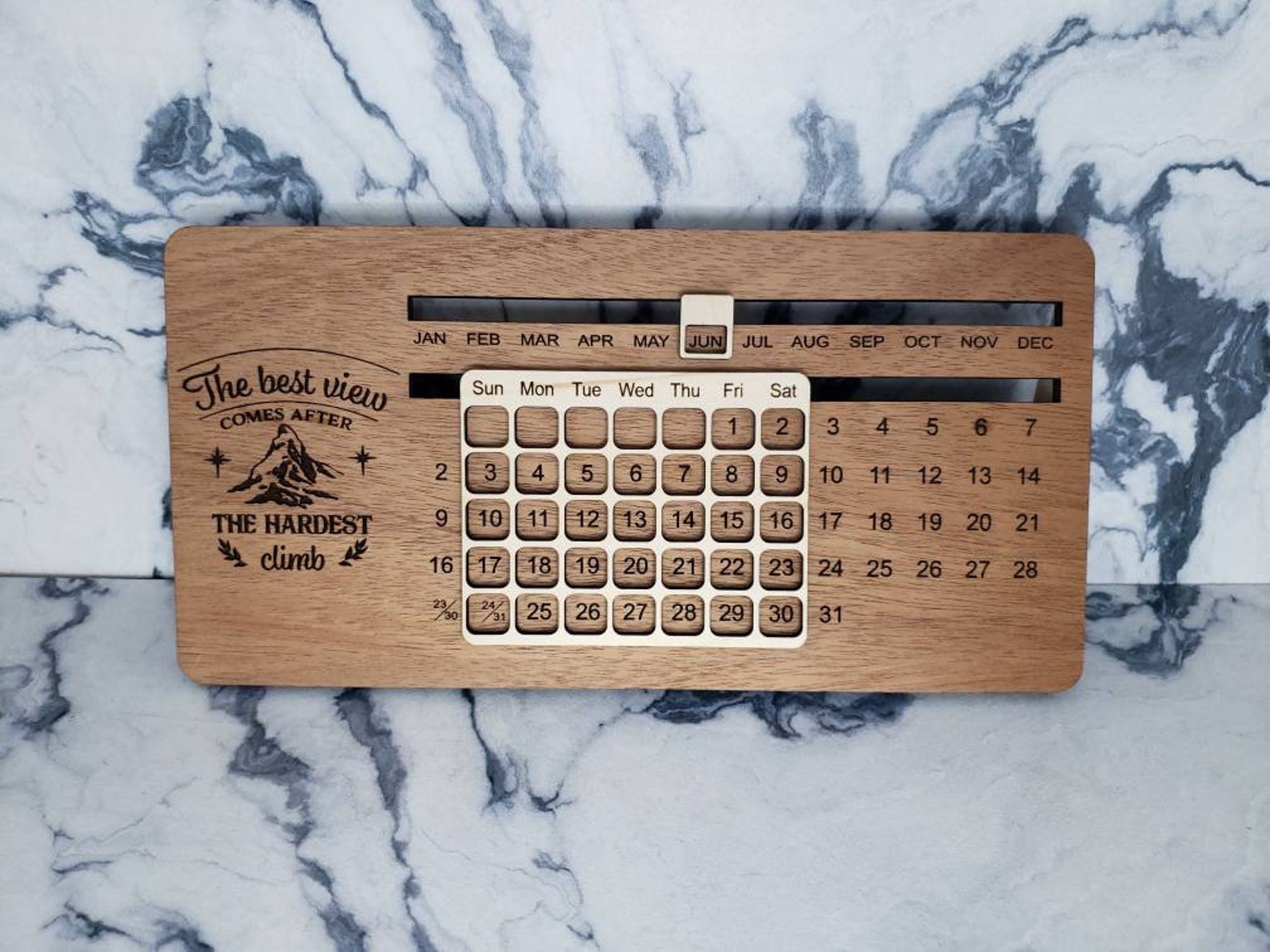 Perpetual Wooden Desk Calendar Inspirational Quotes Etsy