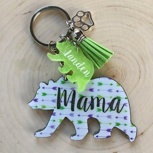 Mama Bear Keychain With Cubs