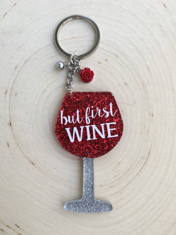 wine glass keychain