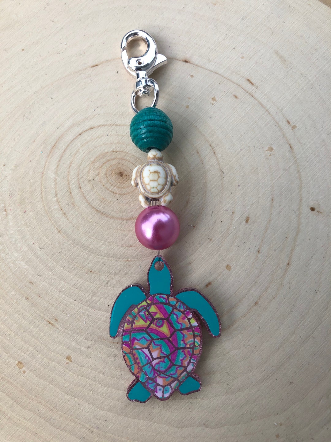 Beaded Turtle Keychain Etsy