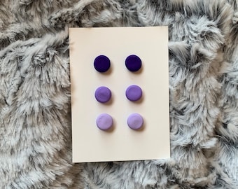 Multi-Color Matte Gradient Earring Set | Blue Teal | Red Pink | Orange | Purple Lavender | Clay Earrings | Handmade Jewelry | Colorful