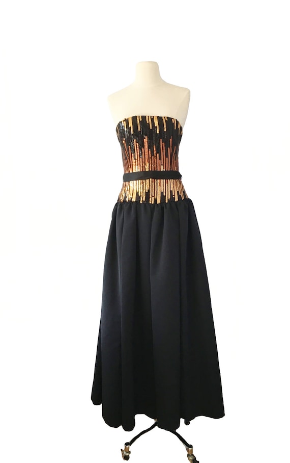 Vintage Gown - Party Gown - Bronze, Gold, Sparkle… - image 1