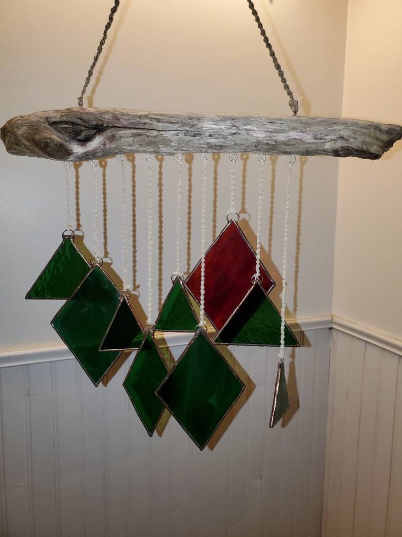 Stained glass driftwood suncatcher Etsy
