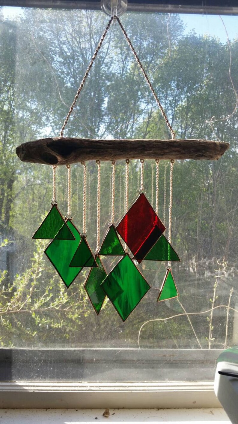 Stained glass driftwood suncatcher Etsy
