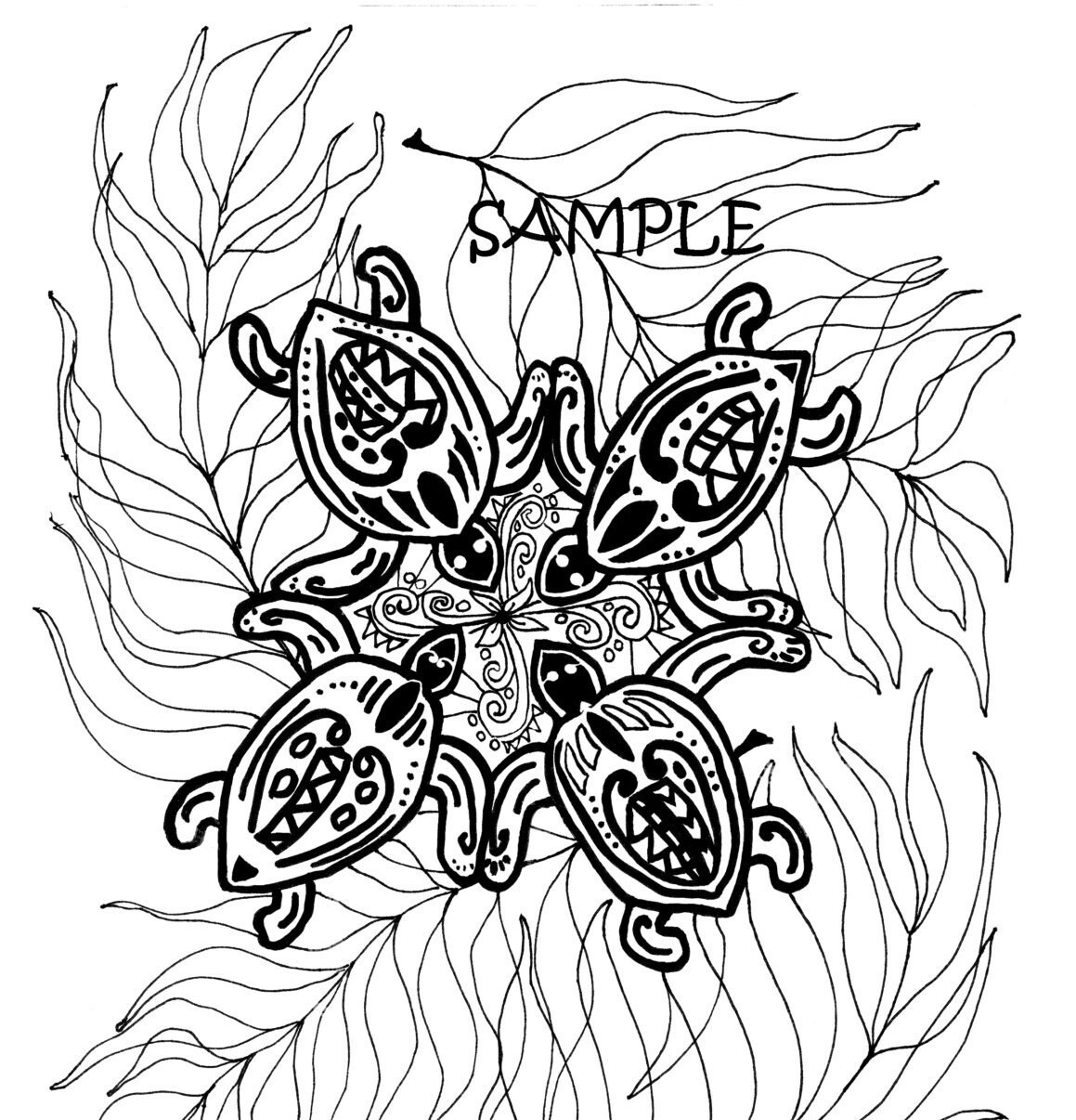 Coloring Pages Kauai Sea Turtle Turtles Etsy