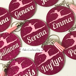 Personalized Gymnast Keychains, Gymnastic Dancer, Gymnastics Keychain, Gymnast Bag Tag, Gymnastics Gift, Gymnastics Team Gift, Gymnastics