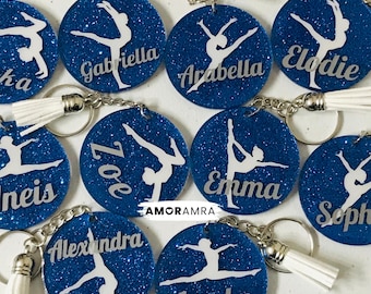 Personalized Glitter Gymnast Keychain: Gymnastics Bag Tag