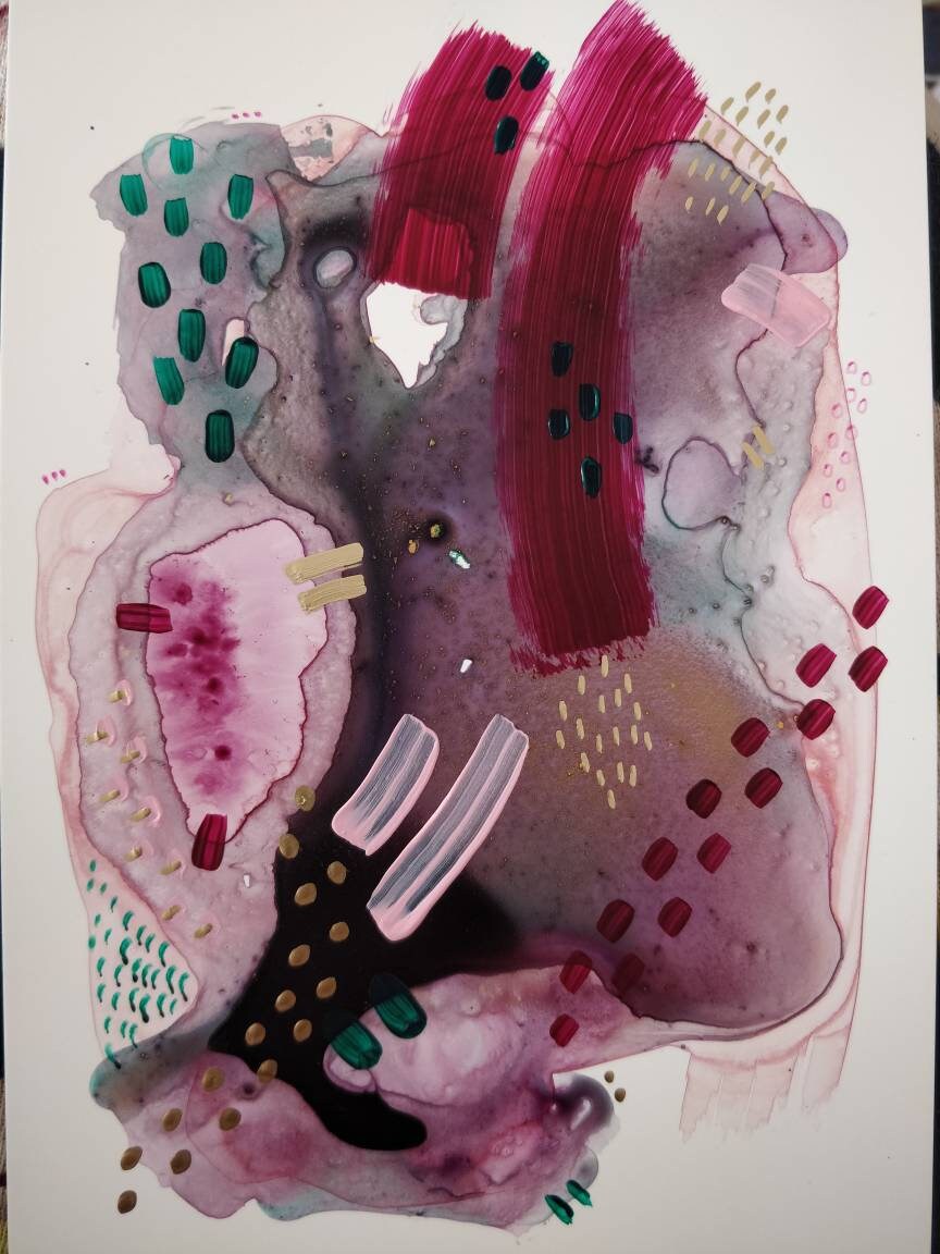 Jewel Toned Abstract Painting. Original Art. 6 x Etsy