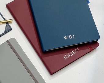 Personalised A5 Lined Notebook Vegan Leather *FREE PERSONALISATION* | Lined Paper, Premium Leather Journal
