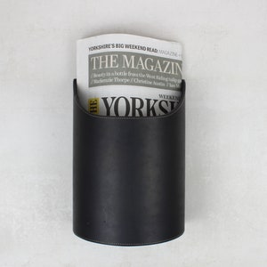 Leather Newspaper Box | Leather Storage Box, Traditional Newspaper Holder, Storage Basket, Magazine Bin