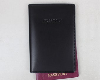 Personalised Black Leather Passport Case, Passport Cover