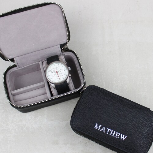 Double Leather Watch Roll Travel Caseleather Watch Etsy