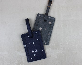 Personalised Stars Leather Luggage Tag