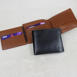 Cartera de cuero clásica personalizada de tres pliegues con 9 bolsillos para tarjetas y monedas / Cartera para tarjetas de crédito, regalos para él