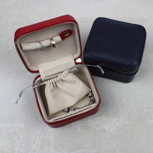 Personalised Leather Square Travel Jewellery Case | Travel Accessory Case, Travel Jewellery Box, Wedding Bridesmaid Gift