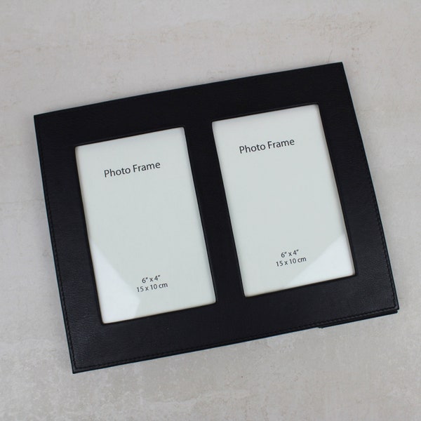 Multi Aperture Double 6x4 Leather Photo Frame