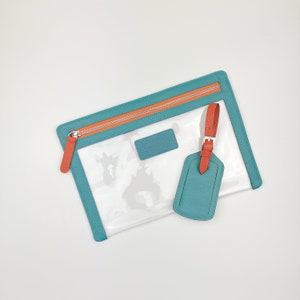 Cartera de viaje de cuero transparente personalizada y etiqueta para equipaje / Estuche de viaje con cremallera, Cartera de PVC para documentos, Billetes de vacaciones imagen 6