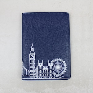 Personalised Leather London Skyline Passport Case | Honeymoon, Wedding Gift, Genuine Leather, British Citizen