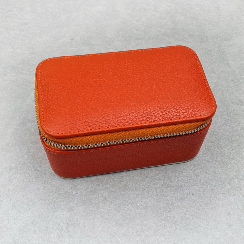 Personalised Leather Travel Jewellery Case Orange
