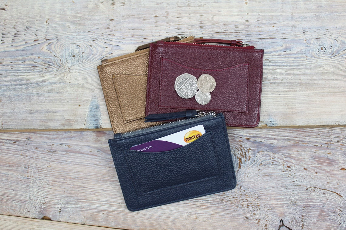 Personalised Leather Coin & Card Purse Etsy UK