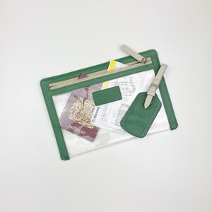 Cartera de viaje de cuero transparente personalizada y etiqueta para equipaje / Estuche de viaje con cremallera, Cartera de PVC para documentos, Billetes de vacaciones imagen 3
