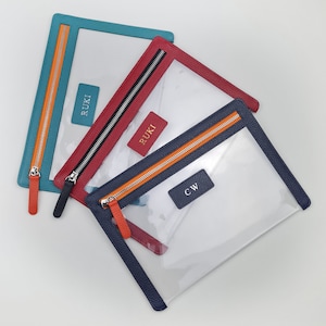Cartera de viaje de cuero transparente personalizada y etiqueta para equipaje / Estuche de viaje con cremallera, Cartera de PVC para documentos, Billetes de vacaciones imagen 7