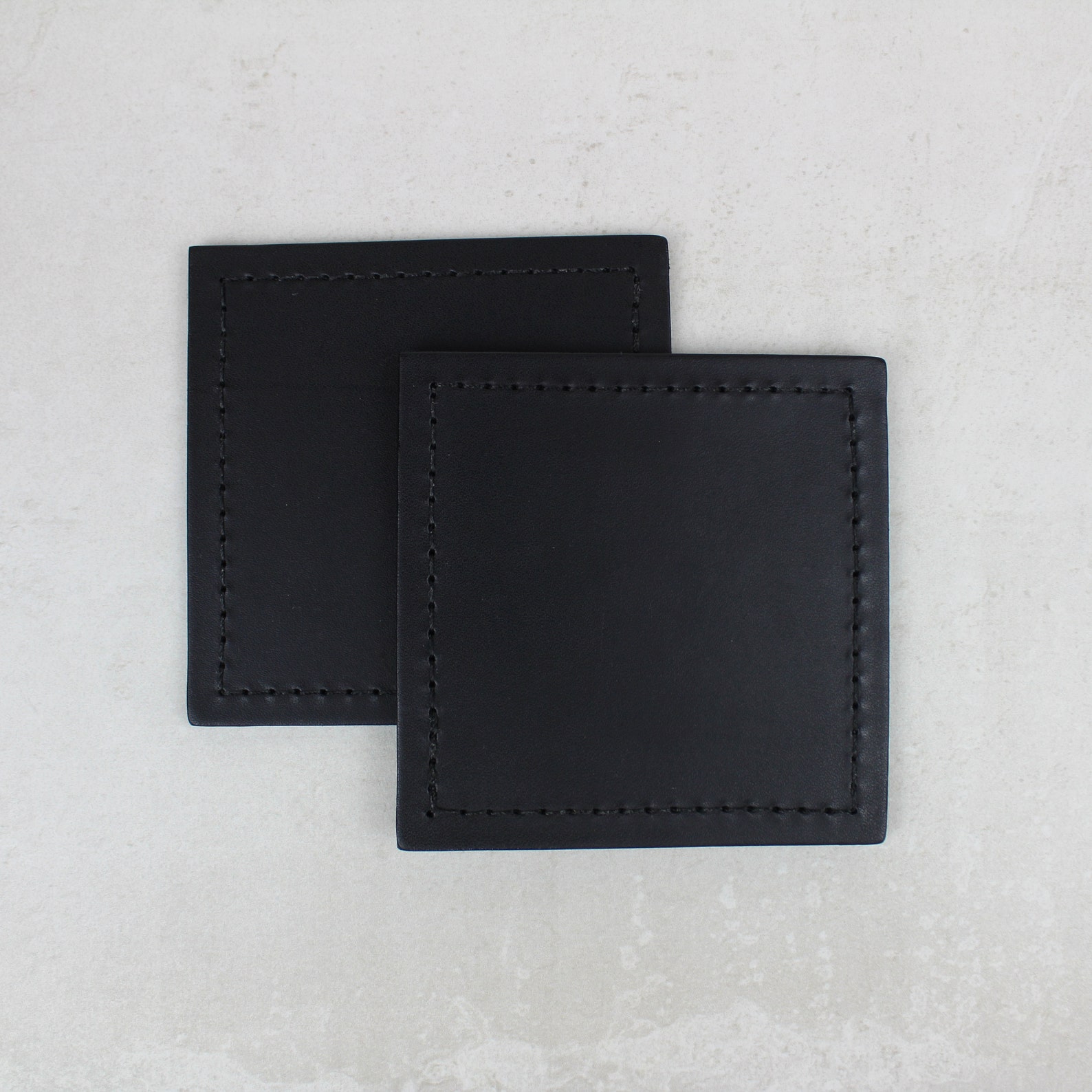 Square Black Leather Coaster Box of 6 Etsy