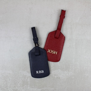 Personalised Leather Luggage Tag | Suitcase Tag, Monogram/Initials Travel Gift, Genuine Leather, Bon Voyage