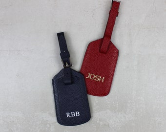 Personalised Real Leather Luggage Tag, Suitcase Tag, Monogram/Initials Travel Gift